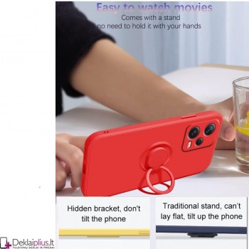 Švelnaus silikono dėklas su žiedu - raudonas Xiaomi Redmi Note 12 5G/Poco X5 5G telefonui Švelnaus silikono dėklas su žiedu - raudonas Xiaomi Redmi Note 12 5G/Poco X5 5G telefonui